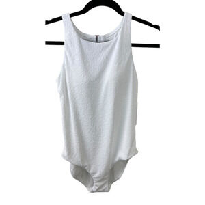Calia NEW Open Back High Neck One Piece Swimsuit Pure White Tummy Control Size 6
